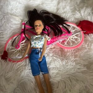 Fashion Doll with Pink Bicycle